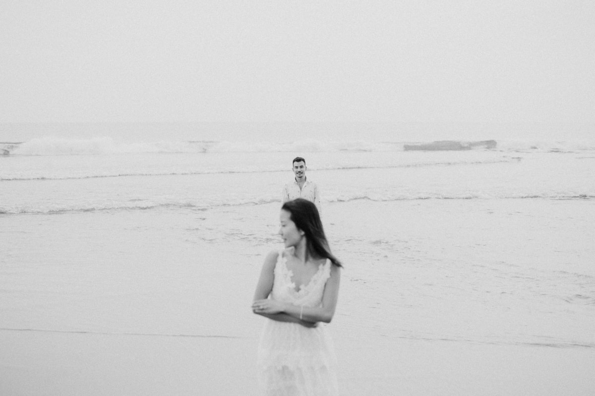 beach engagement photo in bali