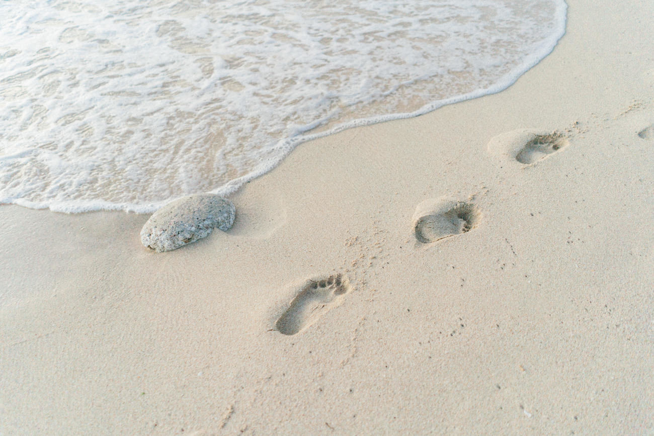 Footstep in the beach sand
