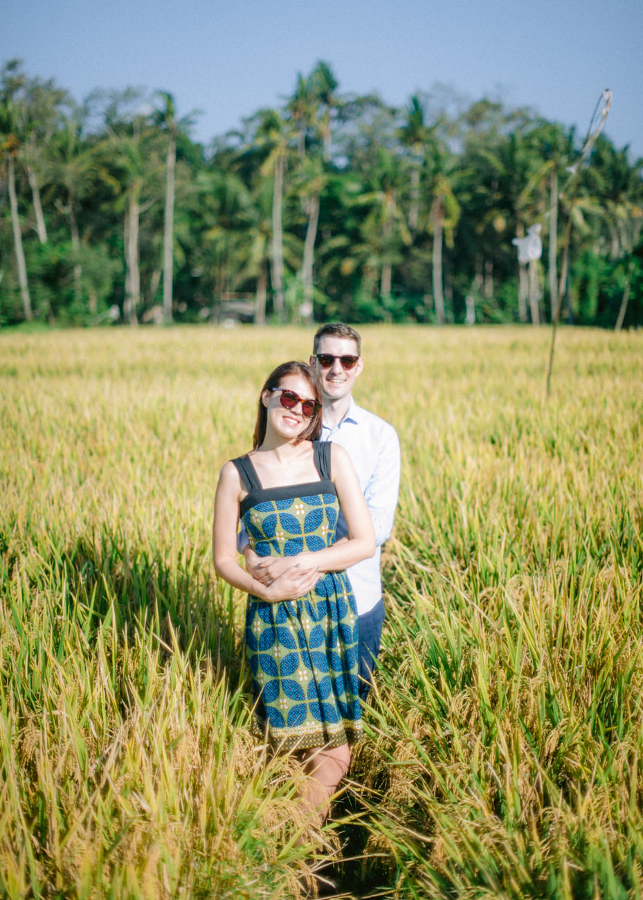 Engagement photos in rice field