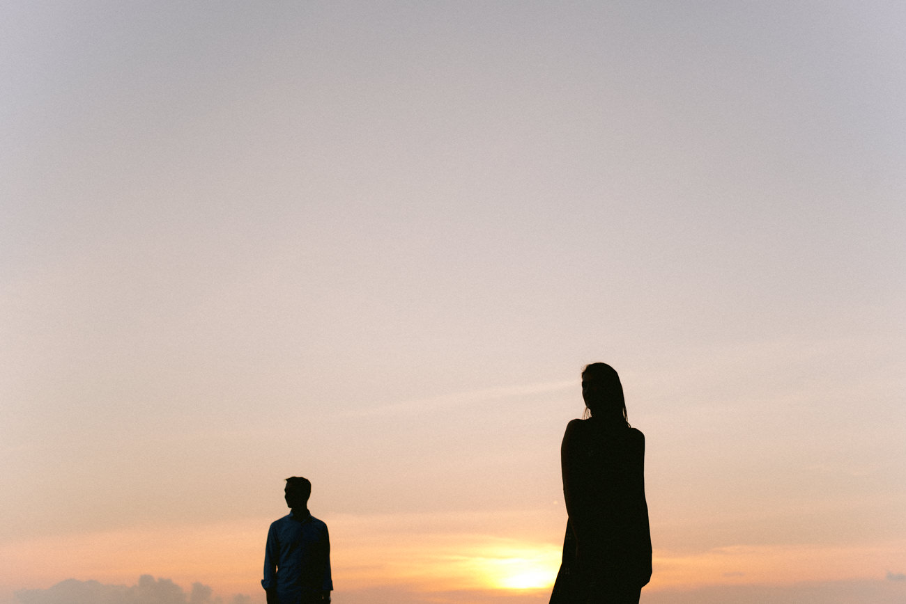 Silhouette of couple during the sunset