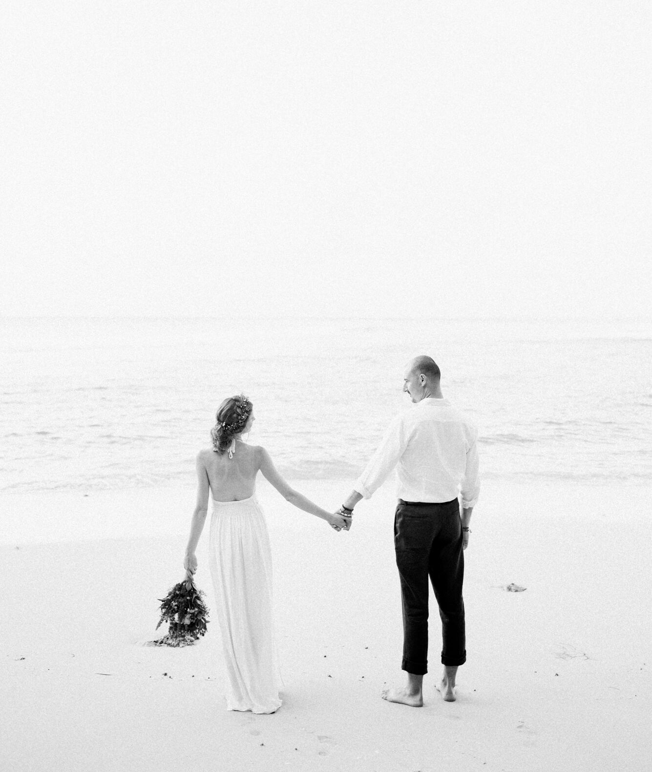 Bali elopement in New Kuta Golf in black and white