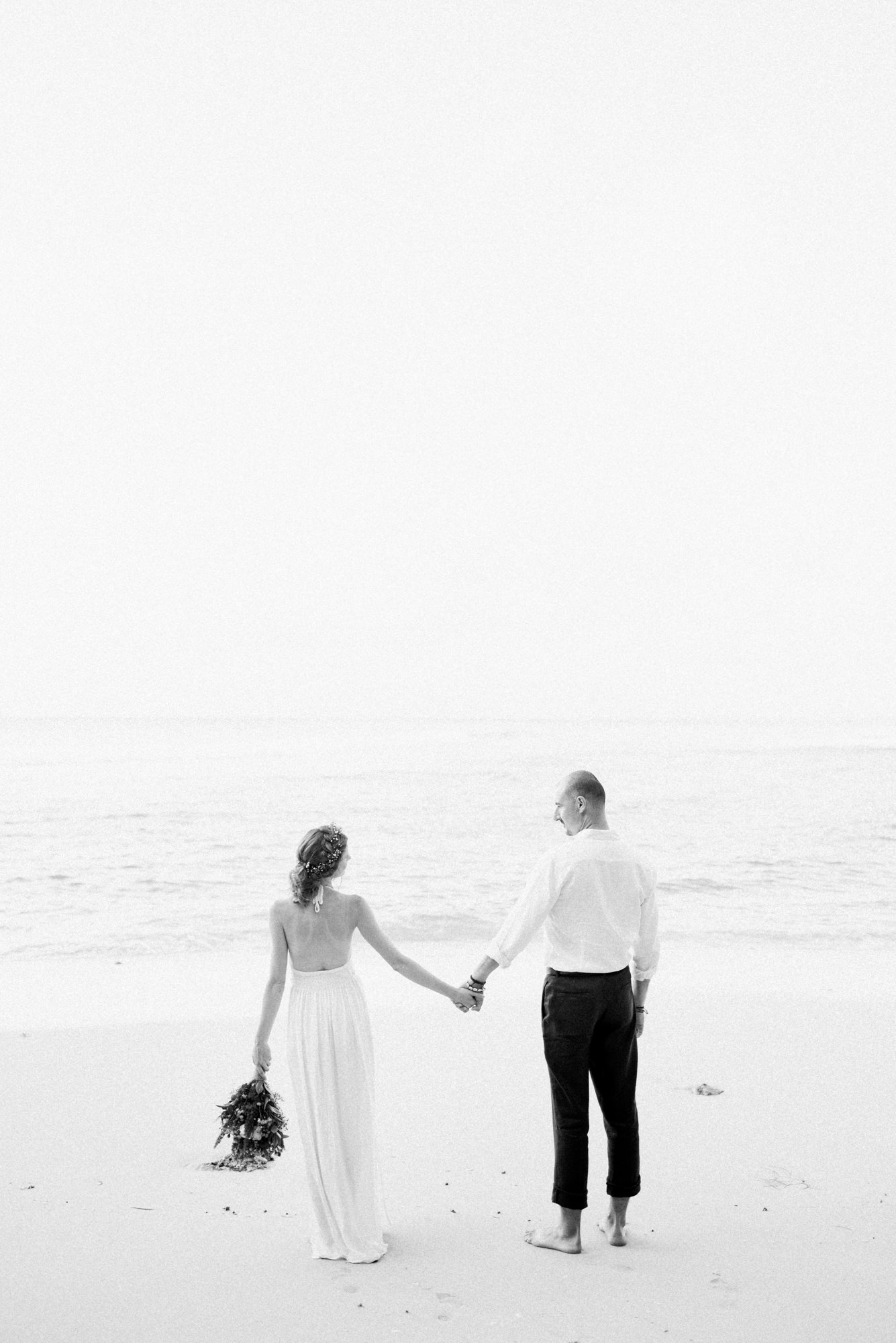 Bali elopement in New Kuta Golf in black and white