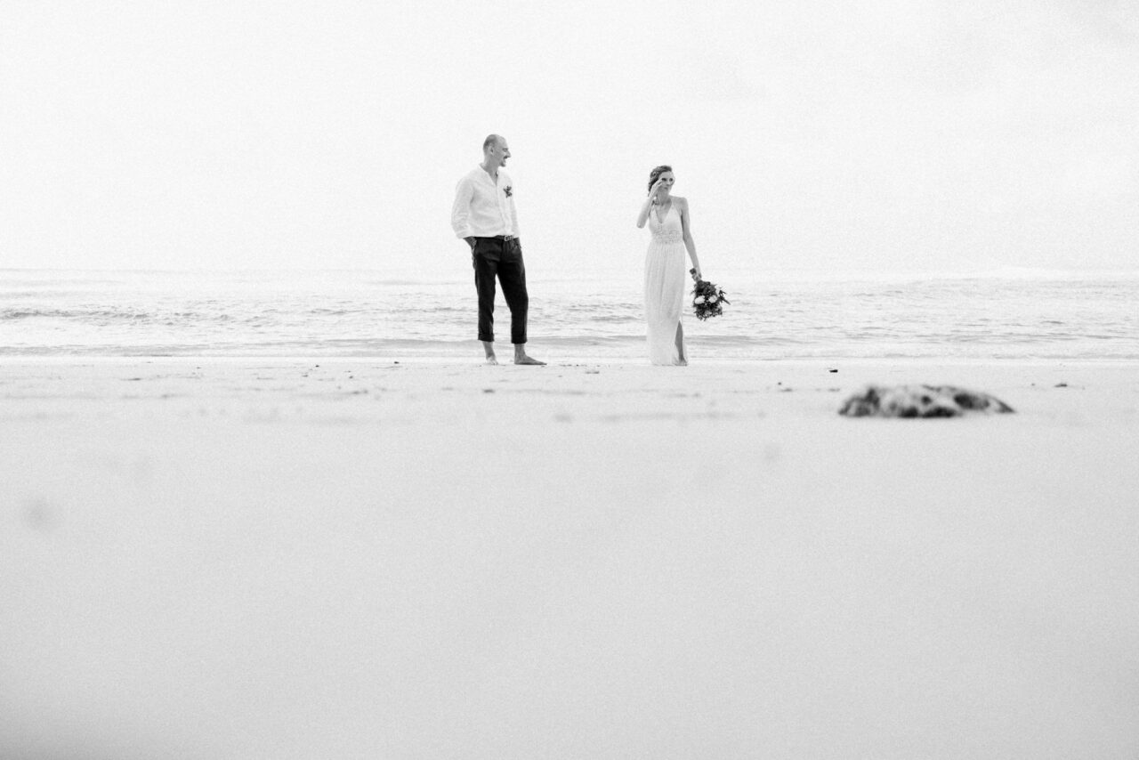 Bali elopement in New Kuta Golf in black and white