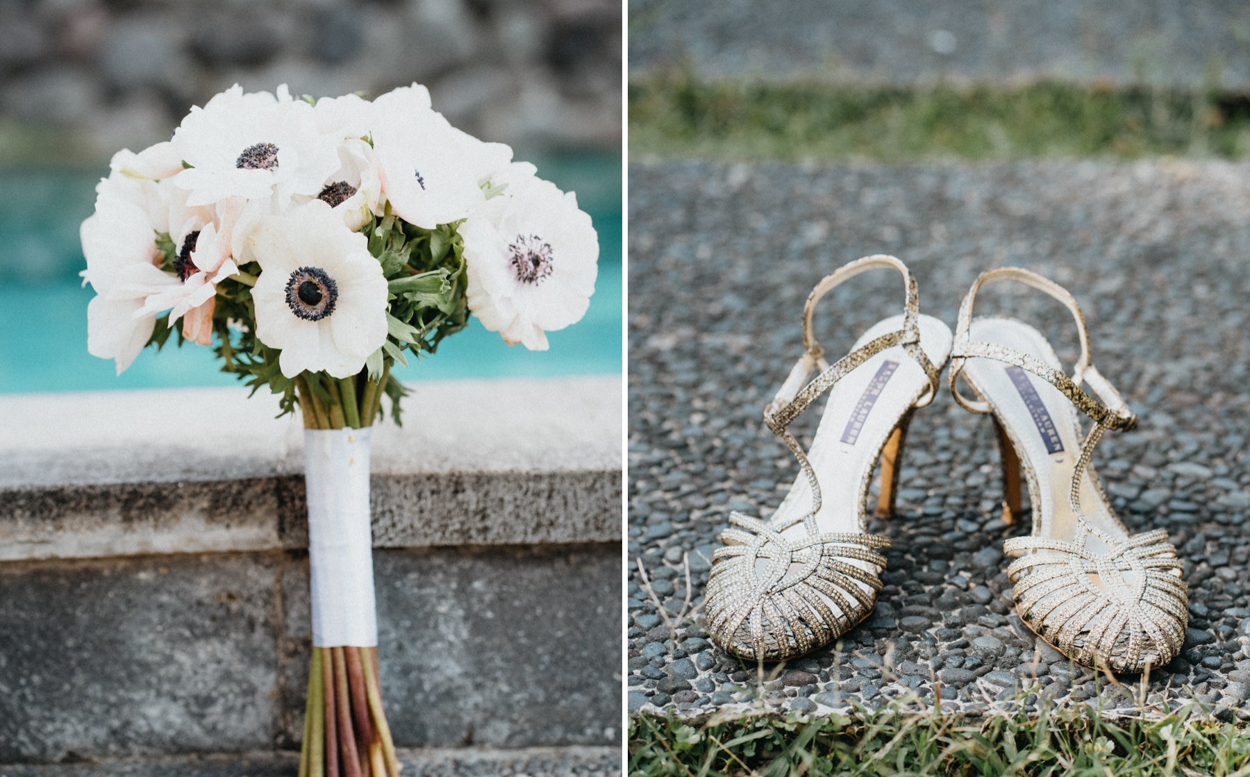 Bouquet and bride shoes