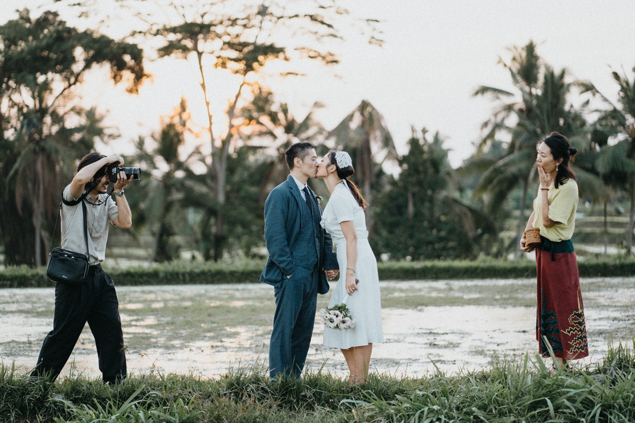 Bride and groom wedding photography tour in Ubud rice field